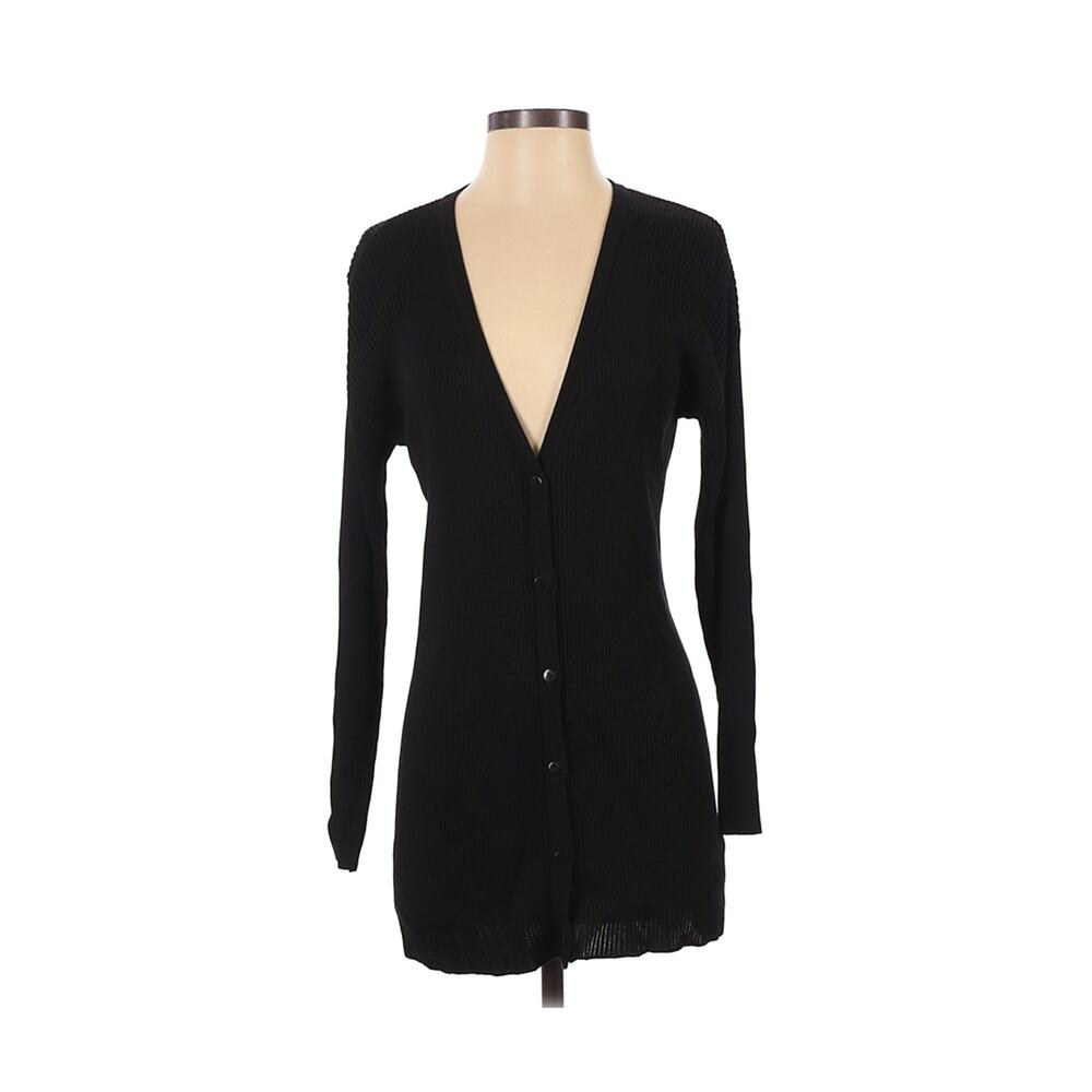 LINDA ALLARD ELLEN TRACY Black Knit Long Cardigan Size Small